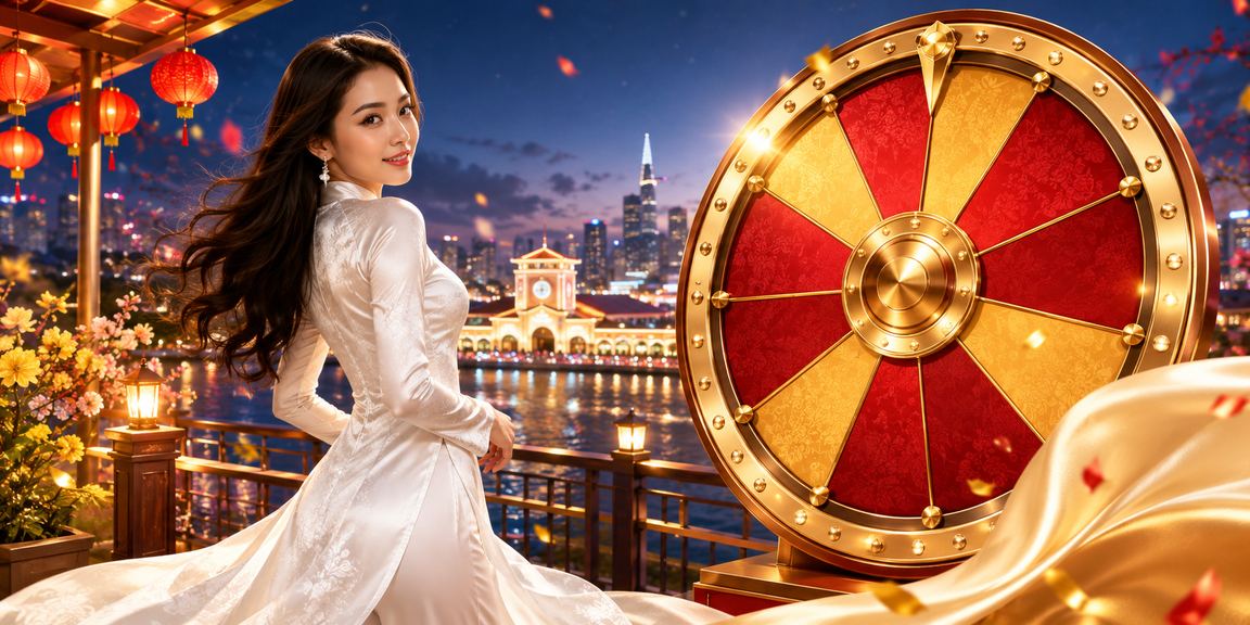 Người dùng cwin777 tại TP.HCM mặc áo dài tham gia vòng quay may mắn jackpot